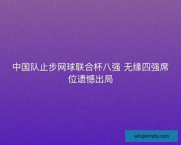 中国队止步网球联合杯八强 无缘四强席位遗憾出局