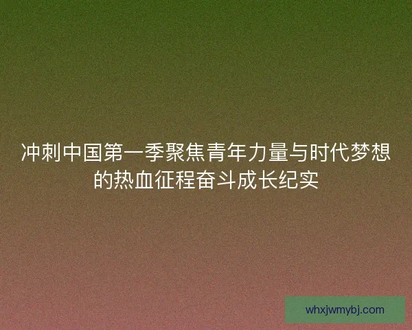 冲刺中国第一季聚焦青年力量与时代梦想的热血征程奋斗成长纪实